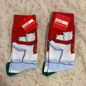 2 Pairs of Coca Cola Holiday Polar Bear Crew Socks